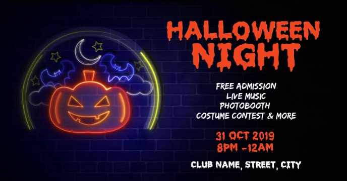 Halloween club night party facebook event cover Template | PosterMyWall