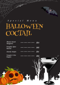 Sort Halloween Cocktail Menu A4 Template