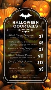 Halloween Cocktails menu digital display template