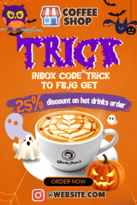 Halloween Coffee Shop Trick Treat Promo Plakat template