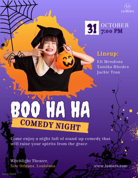 Halloween Comedy Night Folheto (US Letter) template