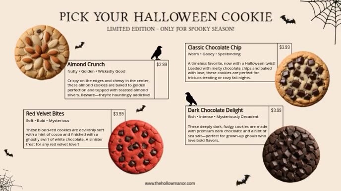 Halloween Cookie Menu Cafe Minimal Digitale Vertoning (16:9) template