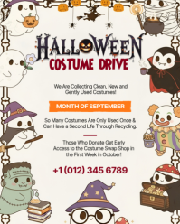 Белый Halloween Costume Drive Instagram Portrait Template