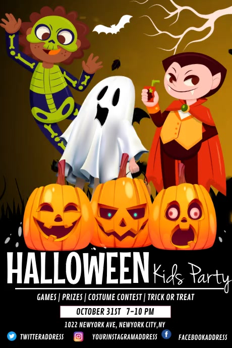 halloween costume parade, Halloween kids part Poster template