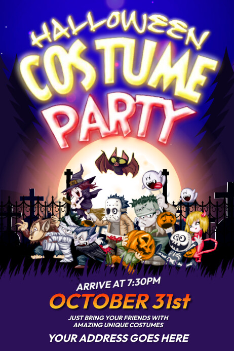 Halloween Costume Party Ads Poster template