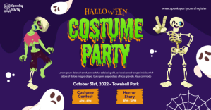 Violet Halloween Costume Party Banner Facebook 共享图片 Template