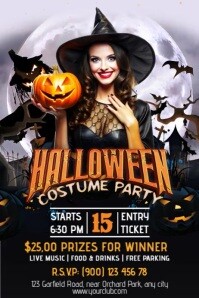 Black Halloween Costume Party Pinterest-grafik Template