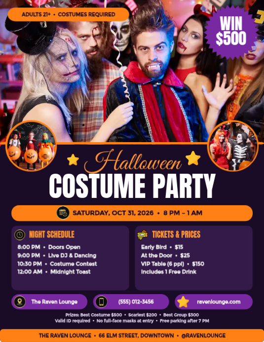 Halloween Costume Party Flyers Template | PosterMyWall