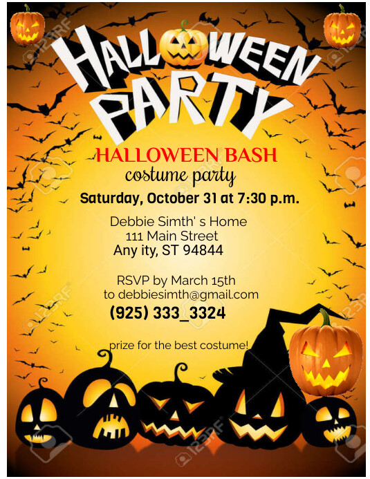 Halloween costume party flyer, design templat template