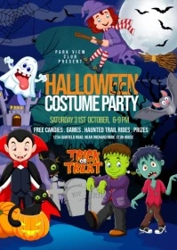 Halloween Costume party flyer A6 template