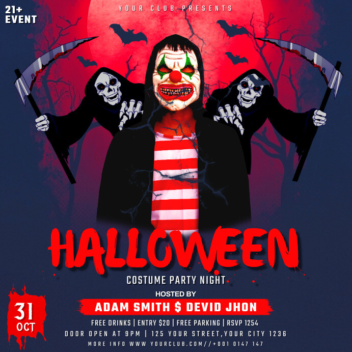 halloween costume party flyer Publicação no Instagram template