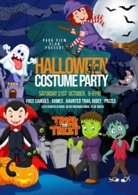 Halloween Costume party flyer A5 template