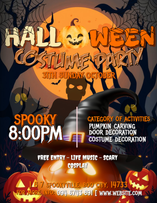 Halloween Costume Party Invitation Template | PosterMyWall
