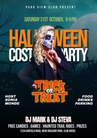 Halloween Costume party video flyer A3 template