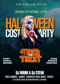 Halloween Costume party video flyer A6 template