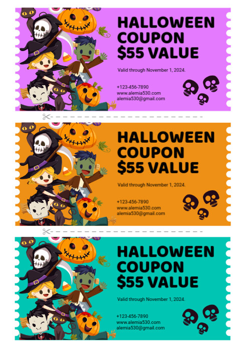 Halloween Coupon A4 template