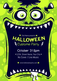 Green Halloween Costume Party Flyer A4 template