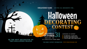 Black Halloween Decorating Contest Twitter Plasing Template