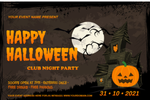 Brun Halloween Club Night Party Label Template
