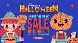 Blå Halloween งานแสดงผลงานแบบดิจิทัล Template