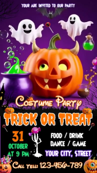 Purple Halloween Costume Party Tampilan Digital Template