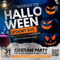 Blue & Orange Halloween Instagram Post template