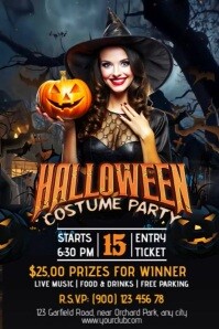 Schwarz Halloween Costume Party Pinterest-grafik Template