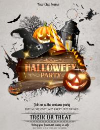 Grey Halloween Party Pamflet Template