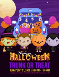 Black Halloween Trunk or Treat Event Løbeseddel Template