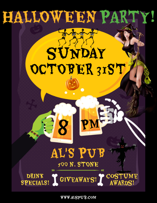 HALLOWEEN BAR PARTY Template | PosterMyWall