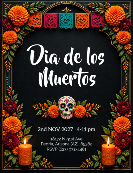 Modèle Halloween Dia De Los Muertos Party Invitation | PosterMyWall