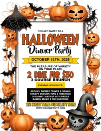 Halloween Dinner Party Flyer (Letter pang-US) template