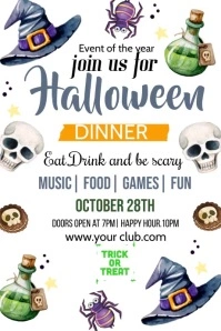 halloween dinner party Poster template