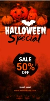 Halloween Discount Roll Up Banner 易拉宝 3' × 6' template