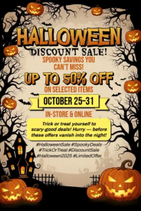 Halloween Discount Sale Poster template
