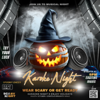 Preto Halloween Karaoke Night Сообщение Instagram Template
