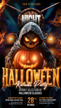 Black Halloween Karaoke Party เรื่องราวบน Instagram Template
