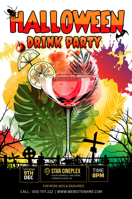 Halloween Drink Party Plakkaat template