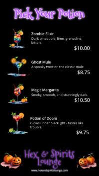 Halloween Drinks Bar Menu Vertical Template Digital Display (9:16)