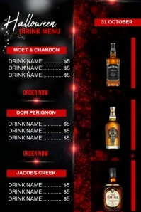 Halloween drinks menu Poster template