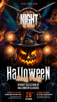 สีดำ Halloween Movie Night Indaba yaku-Instagram Template