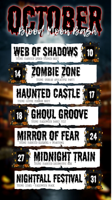 Halloween Event Lineup Flyer Design Template | PosterMyWall