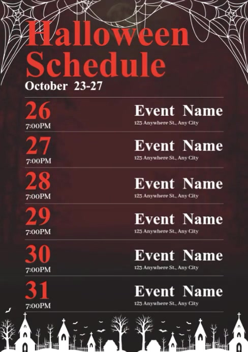 Halloween Event Schedule A4 template