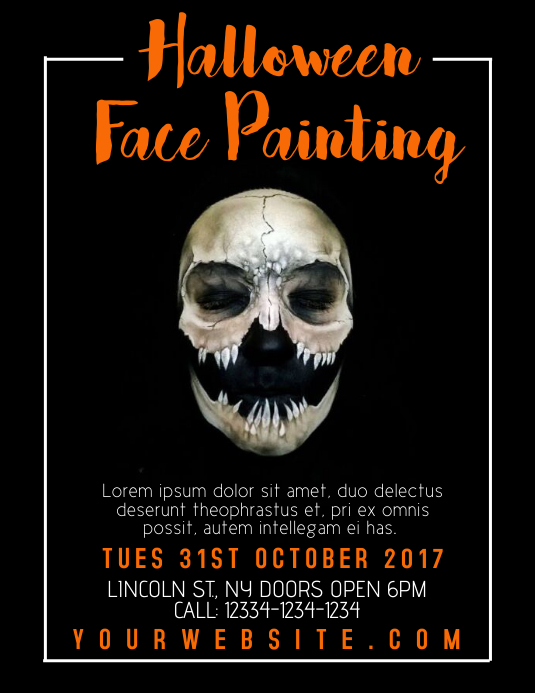 Halloween Face Painting Template Postermywall