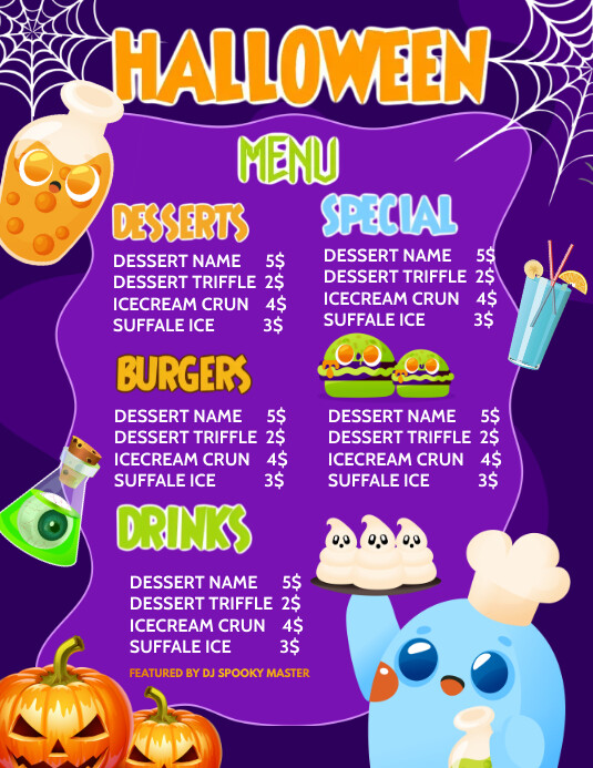 Halloween flyers, trick or treat Ulotka (US Letter) template