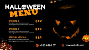 Halloween Food Menu Banner Ad Ekran reklamowy (16:9) template