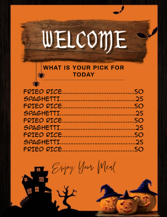 Halloween food menu Pamflet (VSA Brief) template