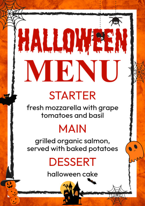 Halloween Food Menu A4 template