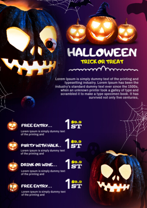 HALLOWEEN FOOD MENU A6 template