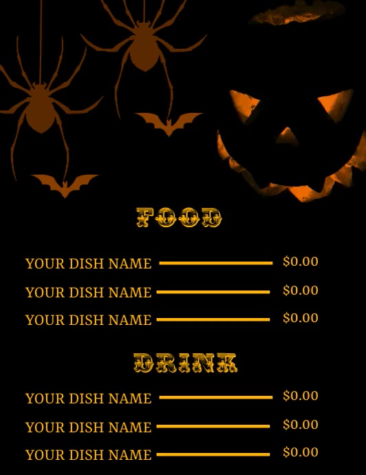 HALLOWEEN food menu Template | PosterMyWall